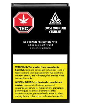 Coast Mountain Cannabis - BC Organic Pemberton Pink (King Kush x Afghani) Pre-Rolls - 3x0.5g (Ind...