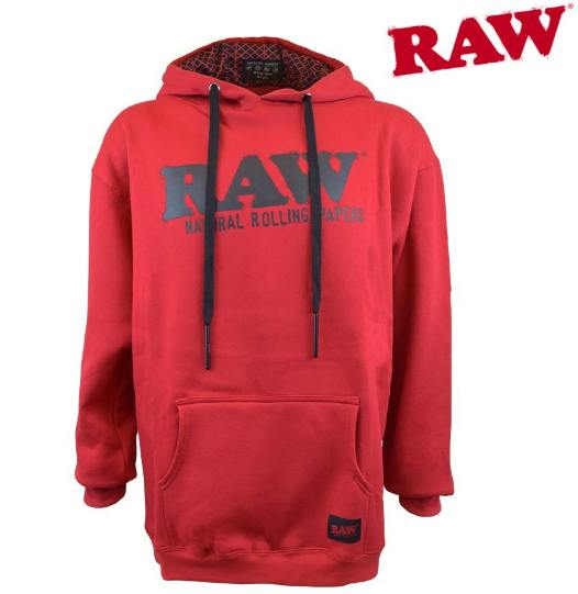 Rolling Papers x RAW Core Red Hoodie w/ Kangaroo Pocket - M