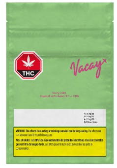Vacay - Berry Mint Tropical Soft Chews 3:1:1 CBD:THC:CBG (4 pack)