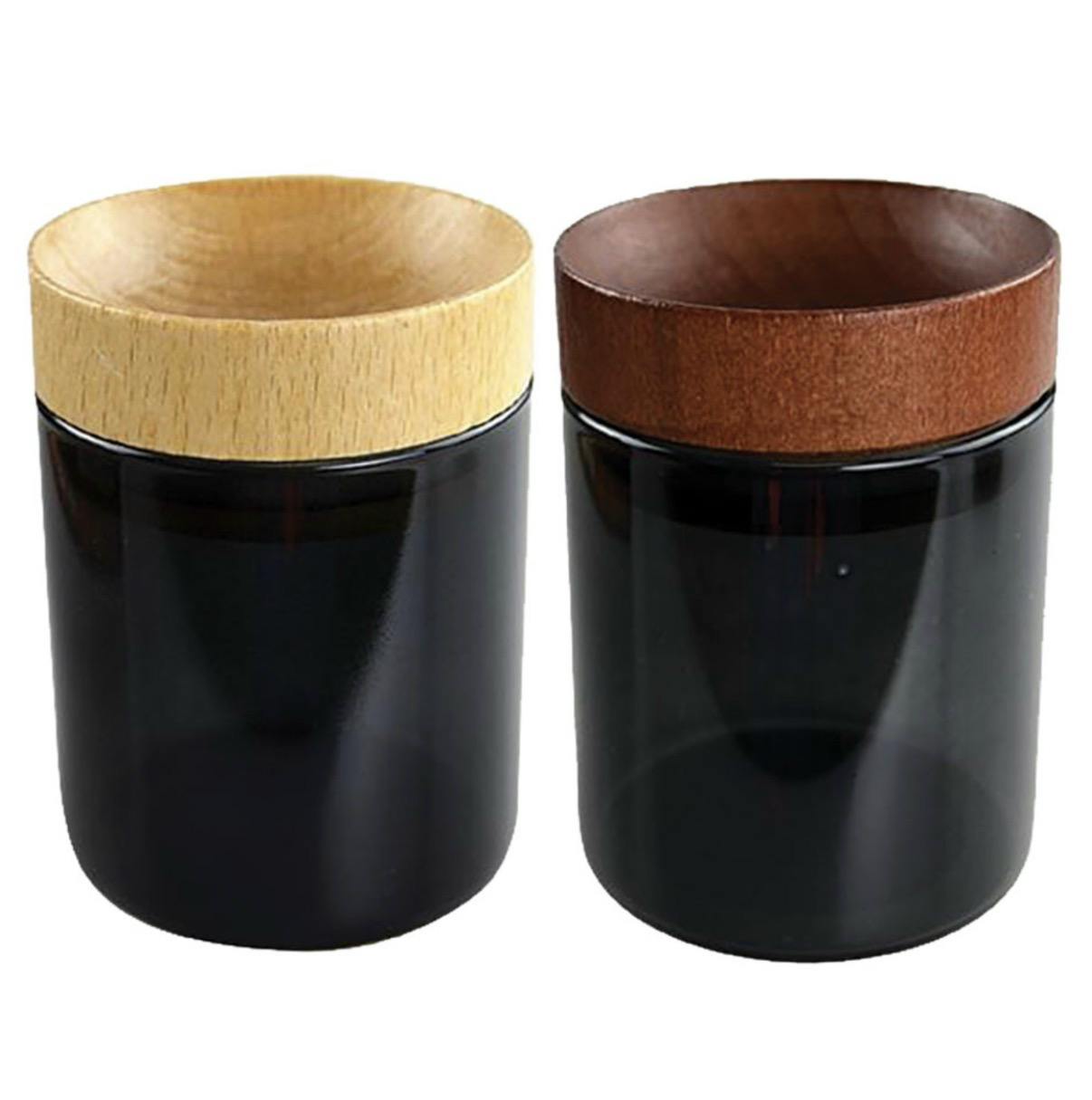 Smokezilla Black Glass Jar - Wood Lid Glass Jar