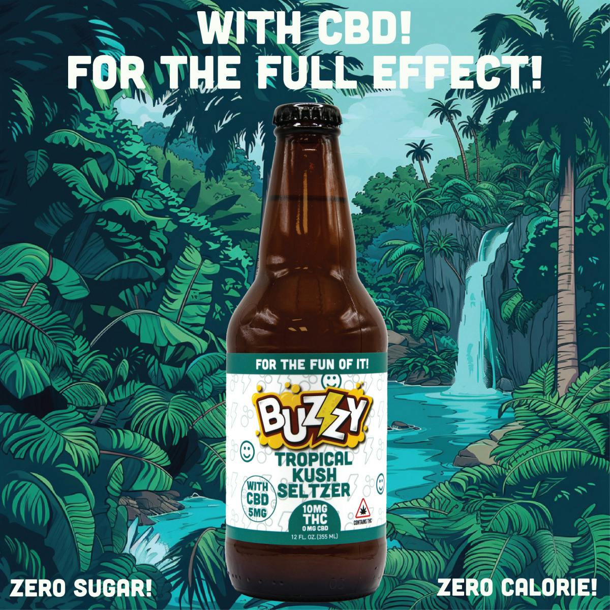 BZZY - Tropical Kush Seltzer w/CBD - 10mg THC/5mg CBD at Brothers Cannabis