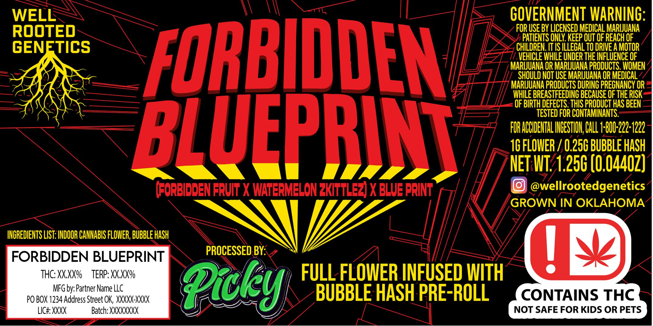 Well Rooted Genetics | Forbidden Blueprint | Infused Joint | 1.25g