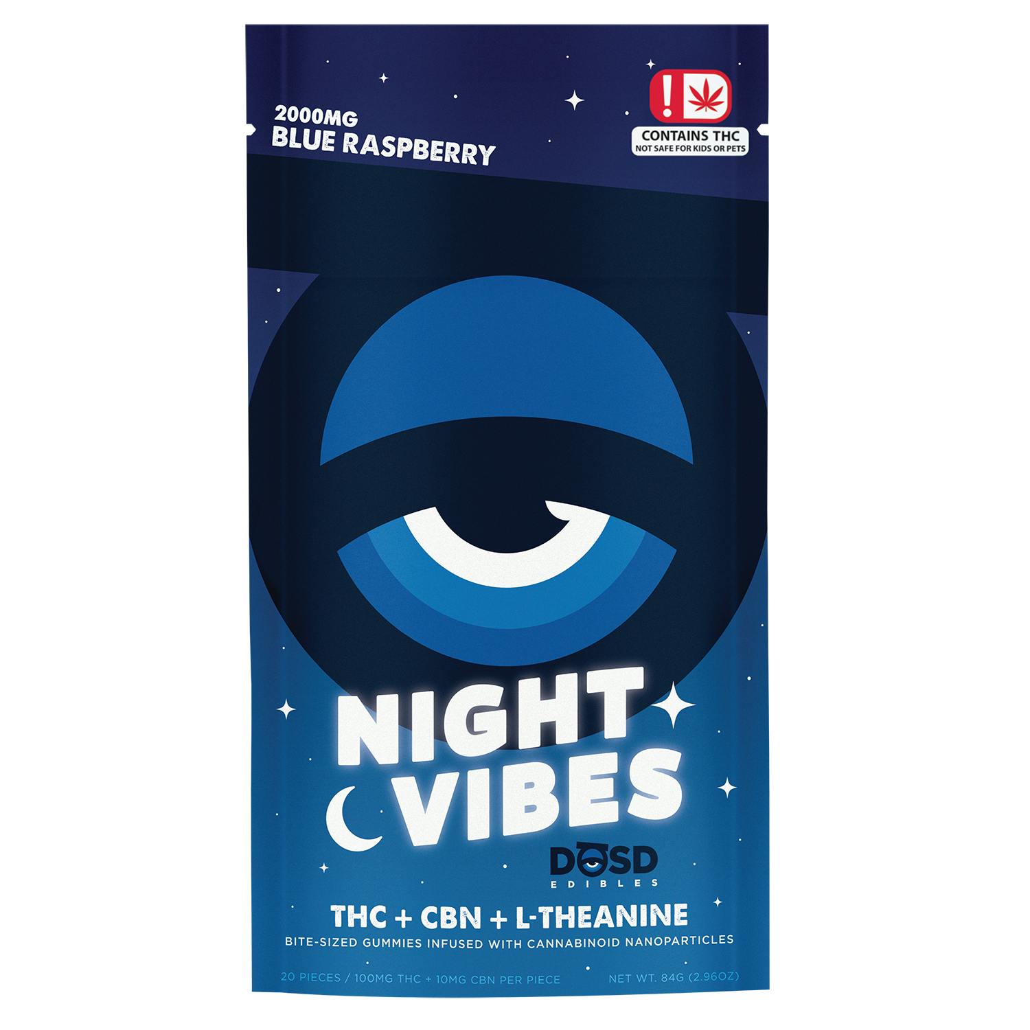 DŌSD Edibles - 2000mg Night Vibes with CBN - Blackberry Gummies