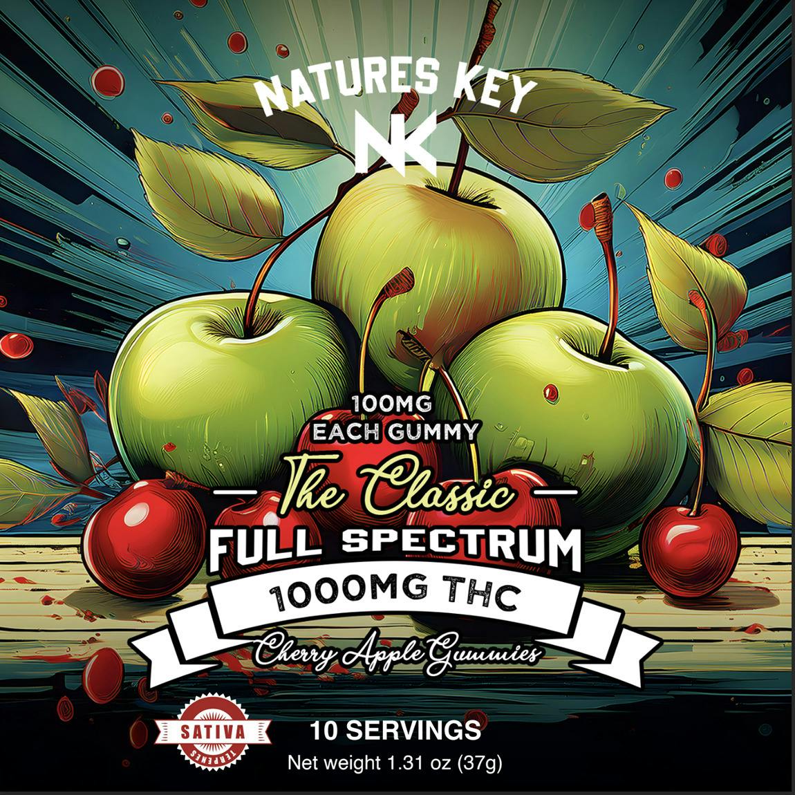 Nature's Key | Gummies | Cherry Apple | Sativa | Nano