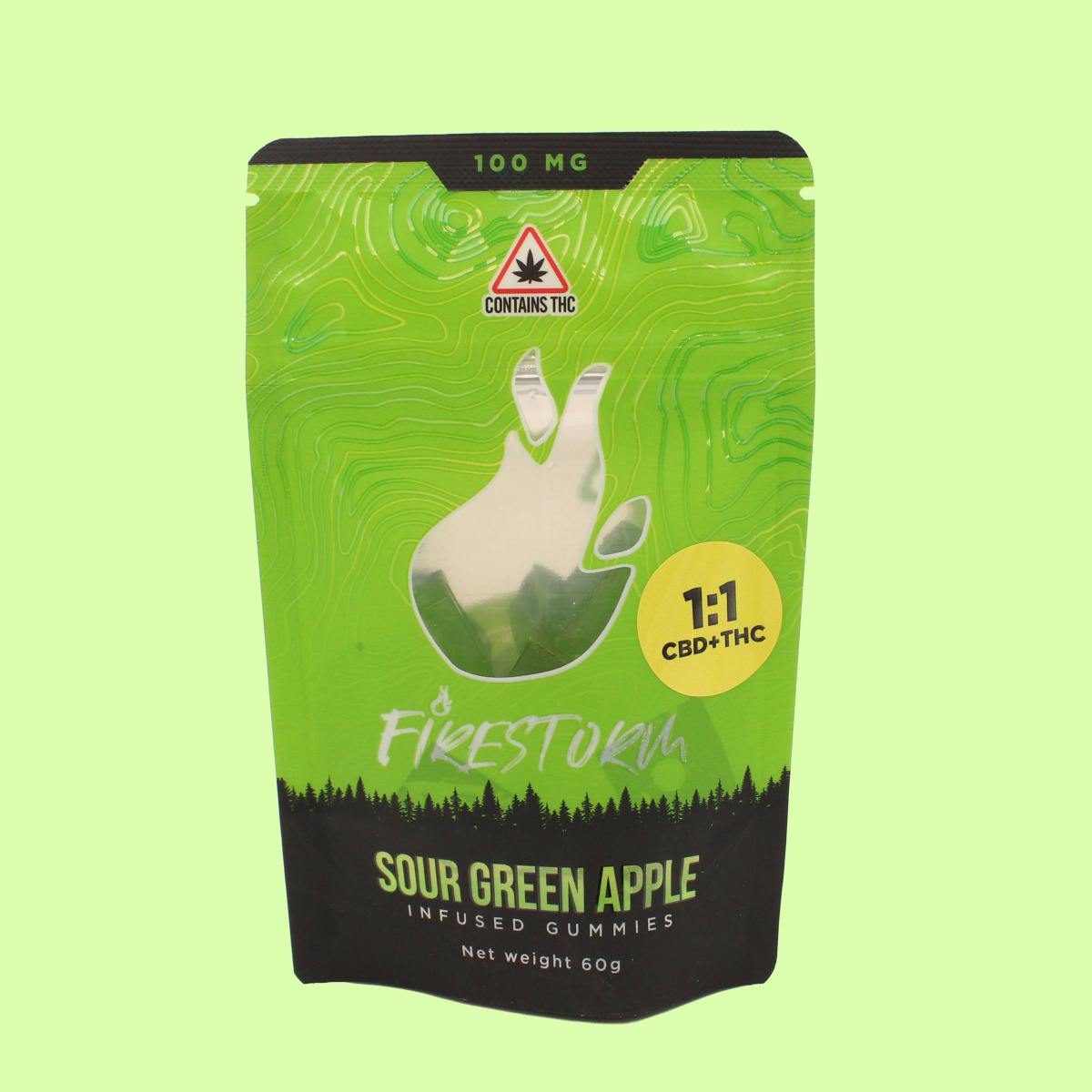 Firestorm | 1:1 Sour Green Apple | Gummies | (100mg)