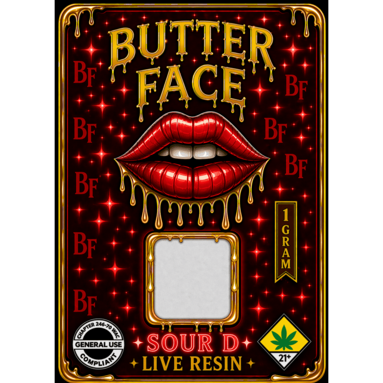 Butter Face | Sour D Live Resin | 1g at The Bake Shop (Union Gap)