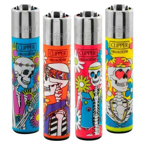 Hippie Skeleton Clipper Lighter (Refillable)