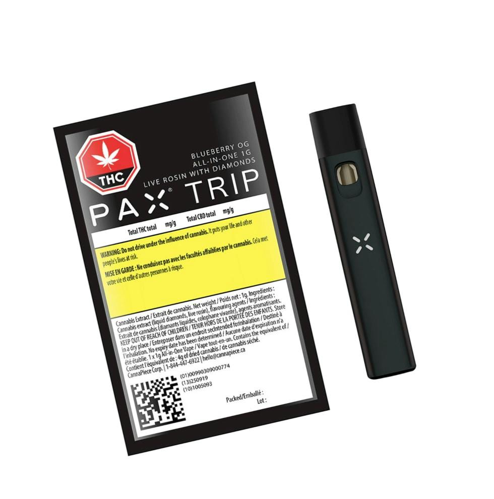 Trip - Blueberry OG - All in One Disposable Live Rosin Vape with Diamonds 1g by PAX
