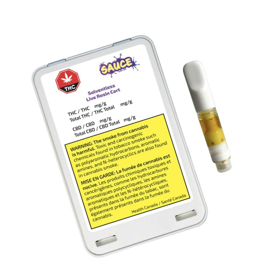 Solventless Live Rosin Cart (Peach Pebblez) 0.5g 510 Thread Cartridges by Sauce Rosin Labs