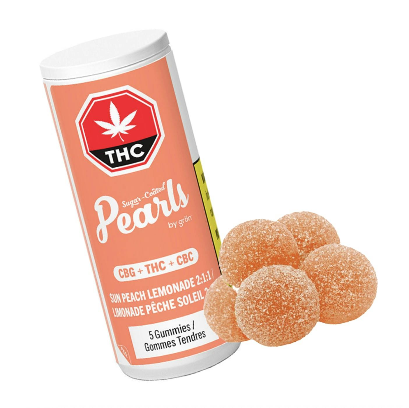 Sun Peach Lemonade 2:1:1 CBG/THC/CBC 5 Pack Soft Chews [Pearls]