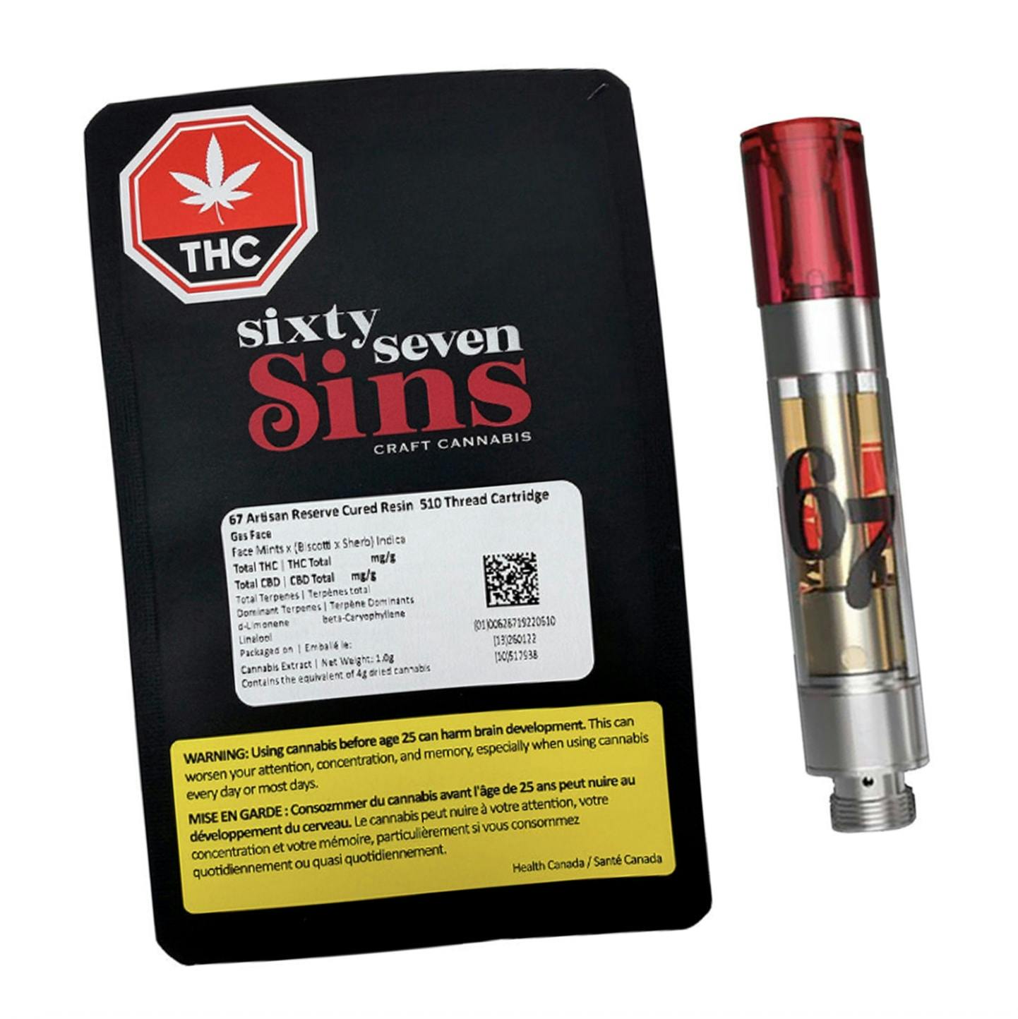 67 Artisan Reserve Cured Resin 510 Thread Cartridge 1g (Rotational) by Sixty Seven Sins