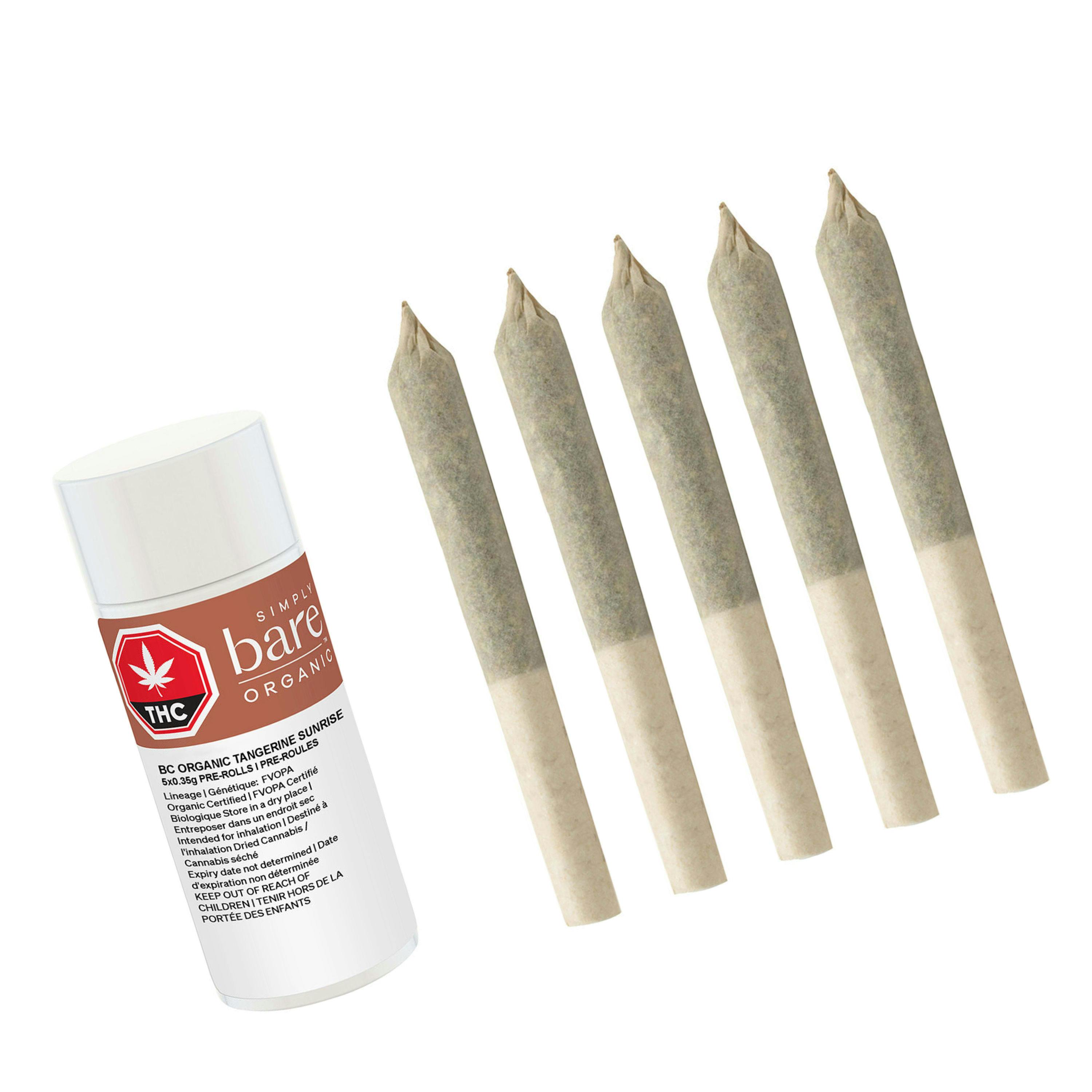 BC Organic Tangerine Sunrise Pre-Rolls 5x0.35g [Simply Bare]