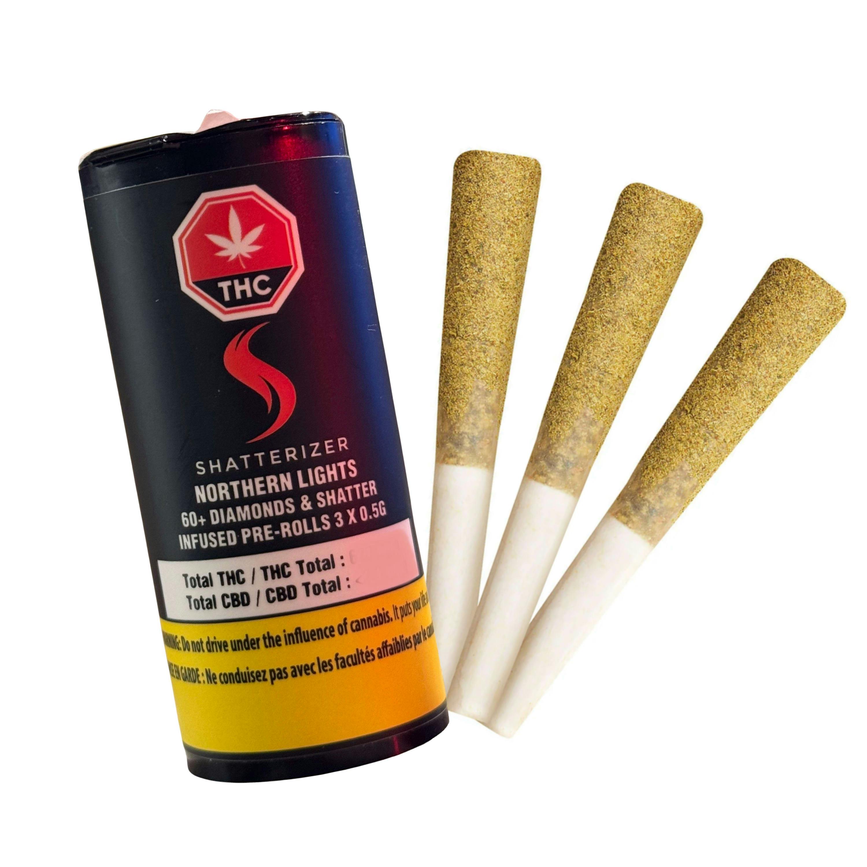 Northern Lights 60+ Diamonds & Shatter Infused Pre-Rolls 3x0.5g [Shatterizer]