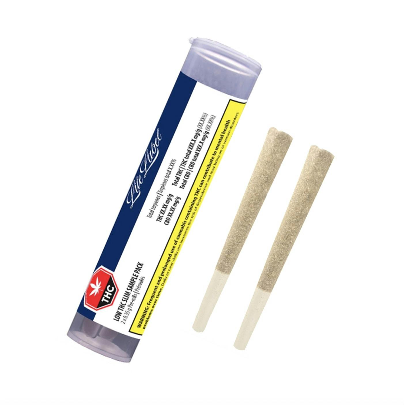 Low THC Slim Sample Pack 2x0.5g Pre-Rolls [Lite Label]