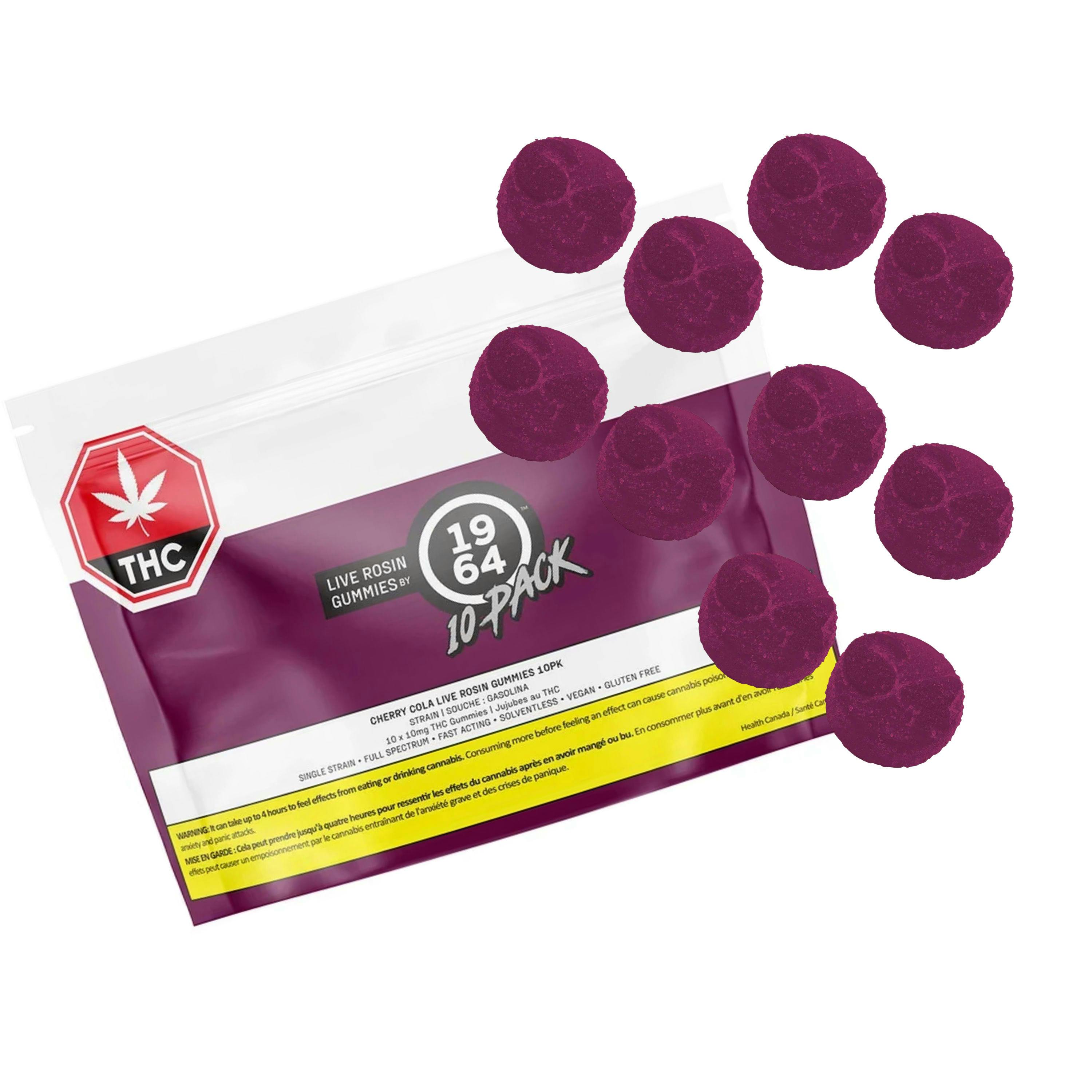 THC:CBD Cherry Cola Live Rosin Gummies 10 pack [1964]