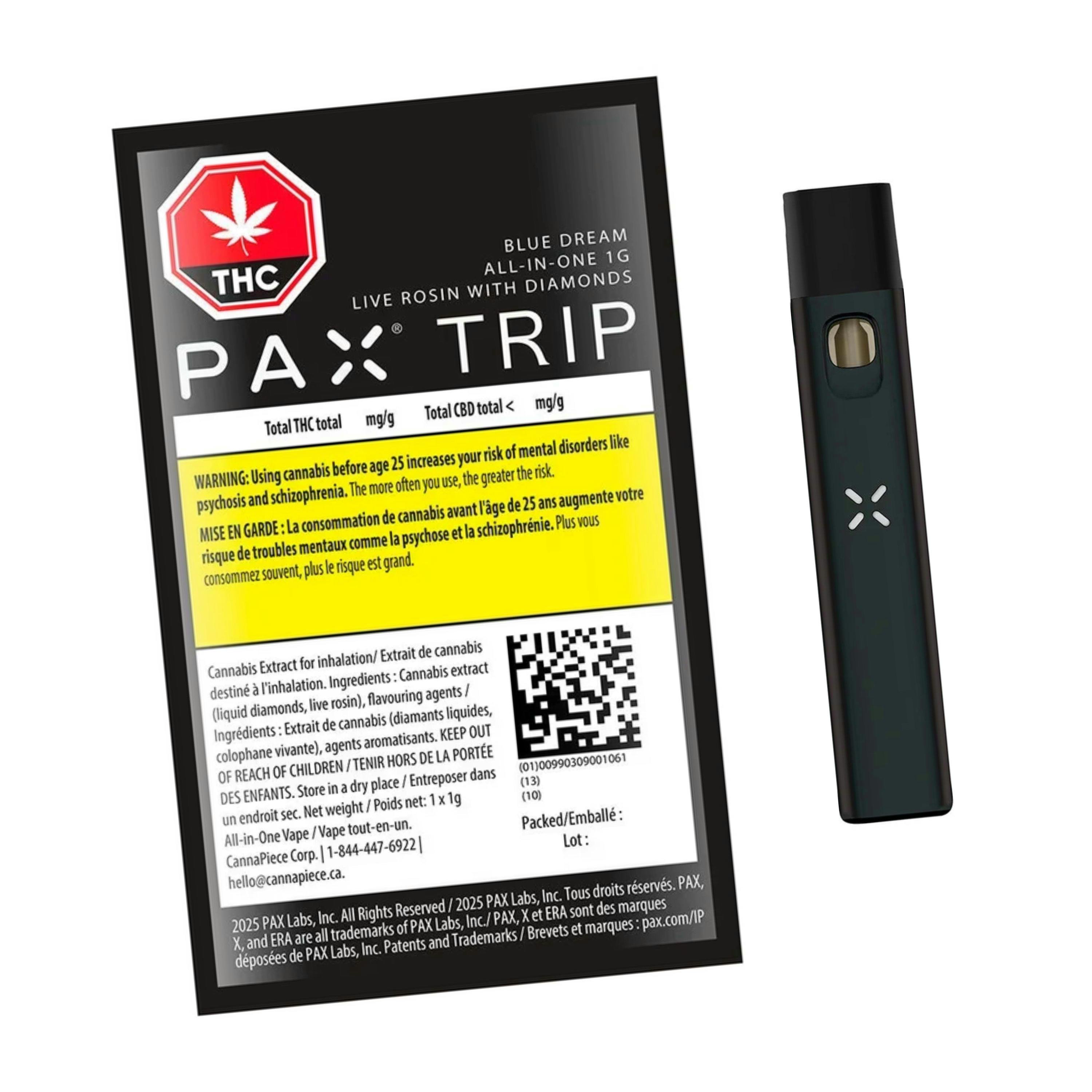 Trip - Blue Dream - All in One Live Rosin with Diamonds 1g Disposable Pens [PAX]