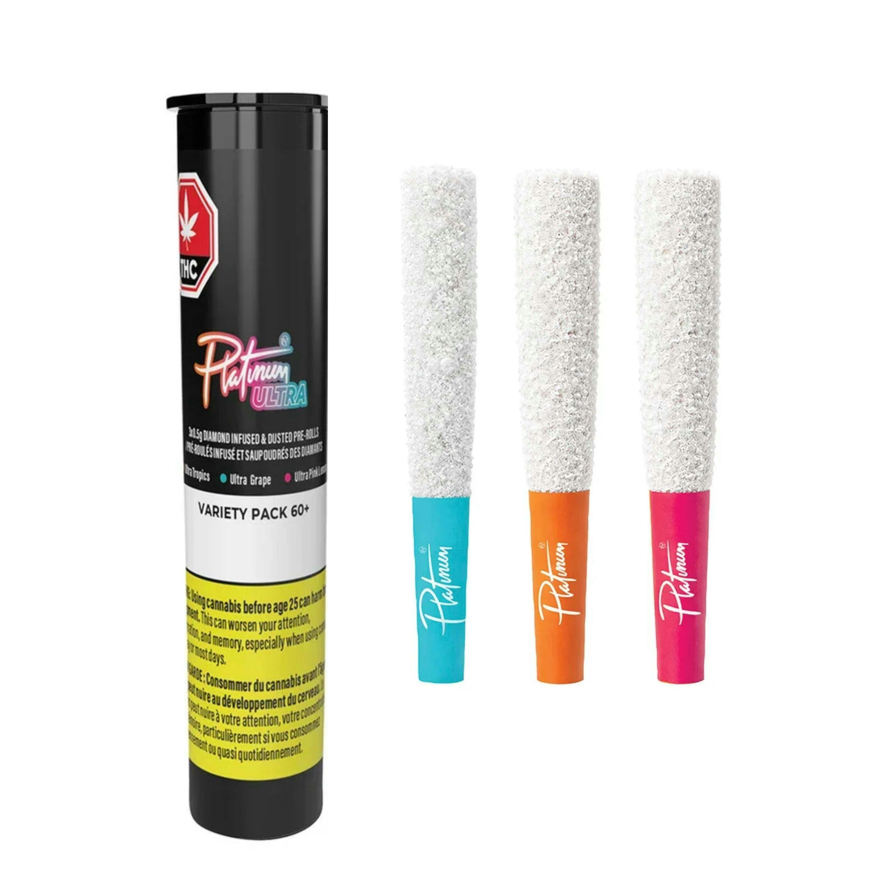 Variety Pack 60+ Diamond Infused & Dusted Pre-Rolls 3x0.5g [Platinum Ultra]