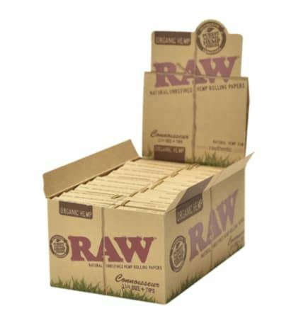 Raw Rolling Papers - Organic Hemp Connoisseur w/Tips 1 1/4