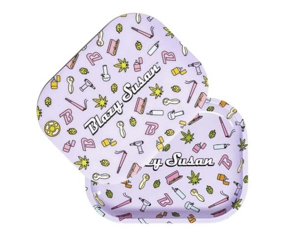 Purple Icon Metal Rolling Tray w/ Lid