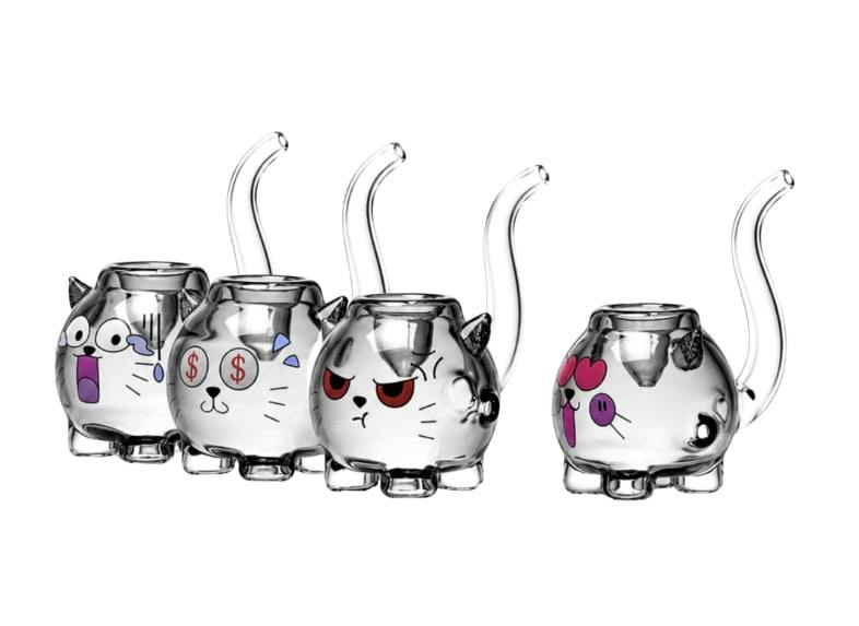 4" Cheech Kitty Mood Glass Hand Pipe - Assorted