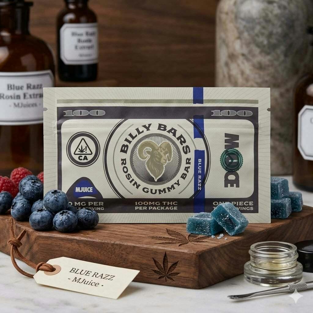 Mjuice - Billy Bars Blue Razz Rosin Gummies - Blue Razz