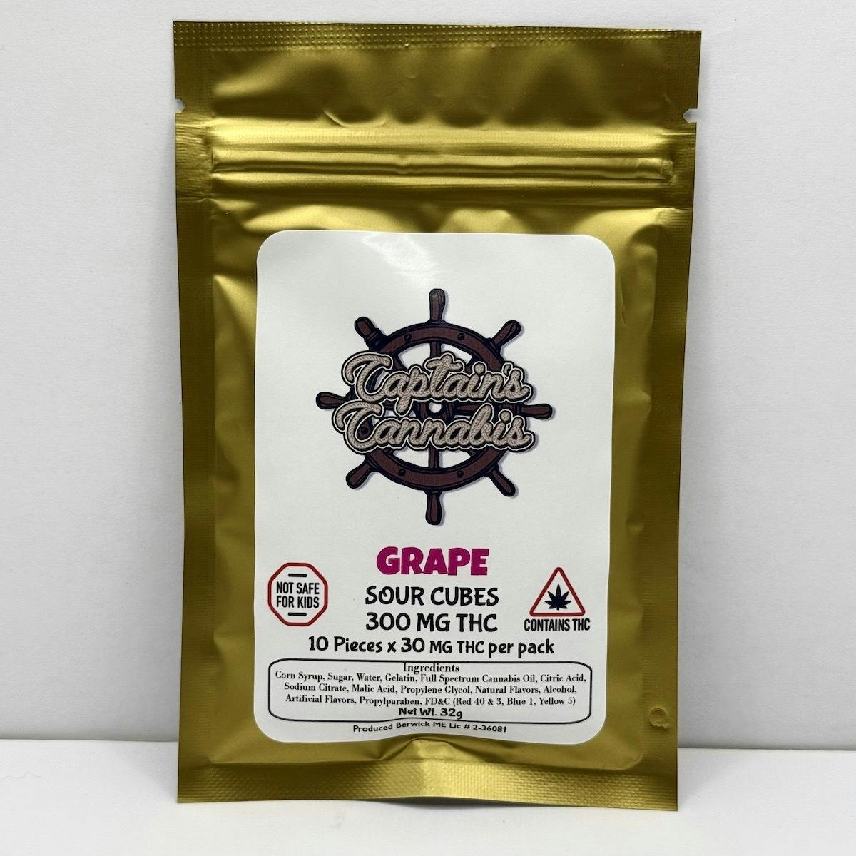 Grape -Sour Cubes - 300 Mg - Captains Cannabis