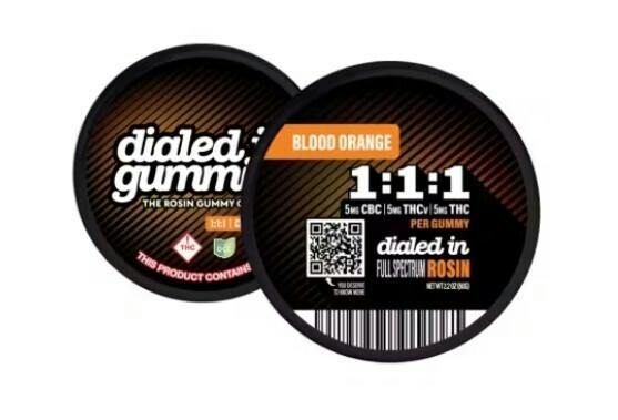 Dialed In | Blood Orange 1:1:1 THCV:CBC:THC 20pc | 100mg Rosin Gummies
