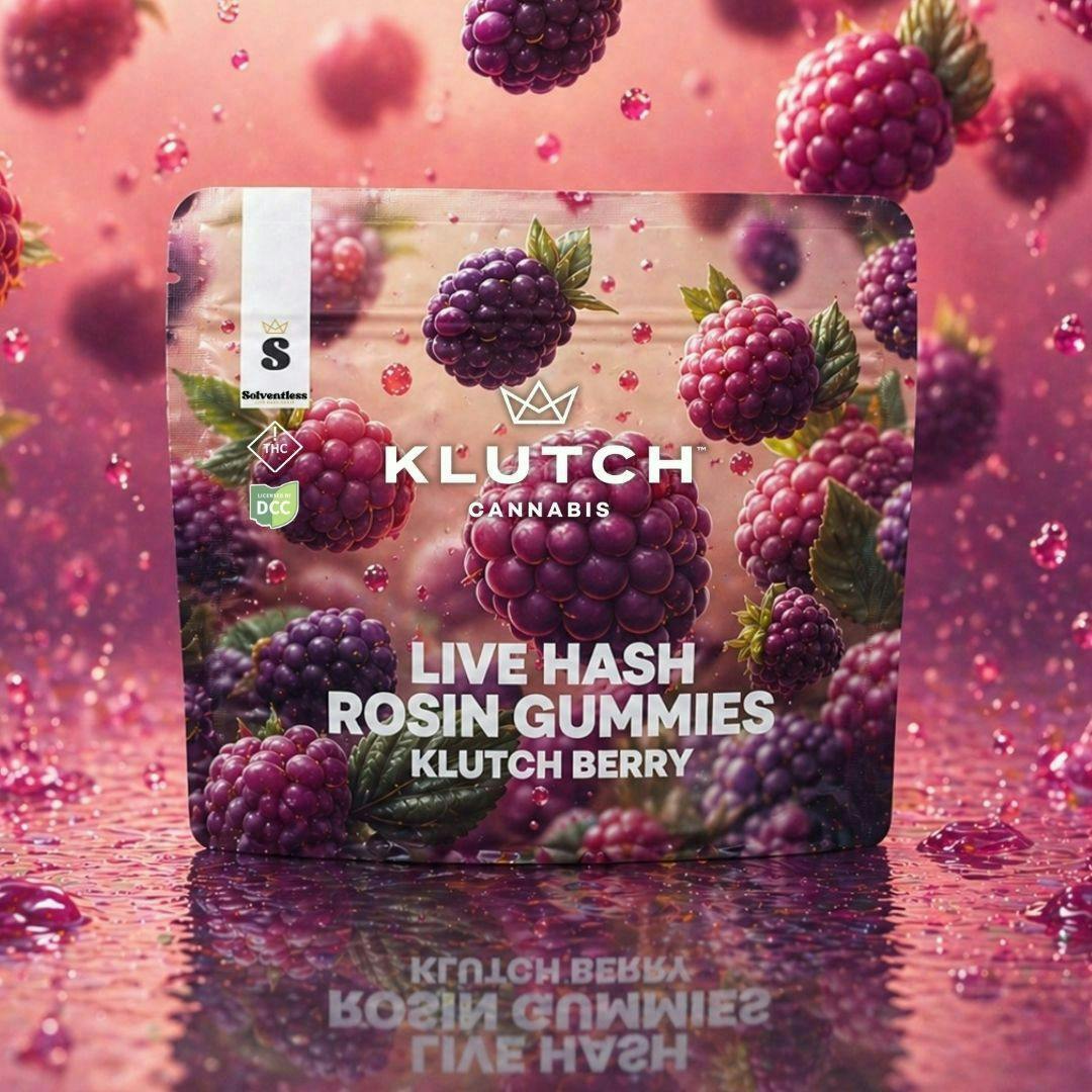 Klutch | Klutchberry 2:1 THC:CBN 10pk | 100mg Solventless Live Hash Rosin Gummies at Therapy Cannabis - Cincinnati Dispensary