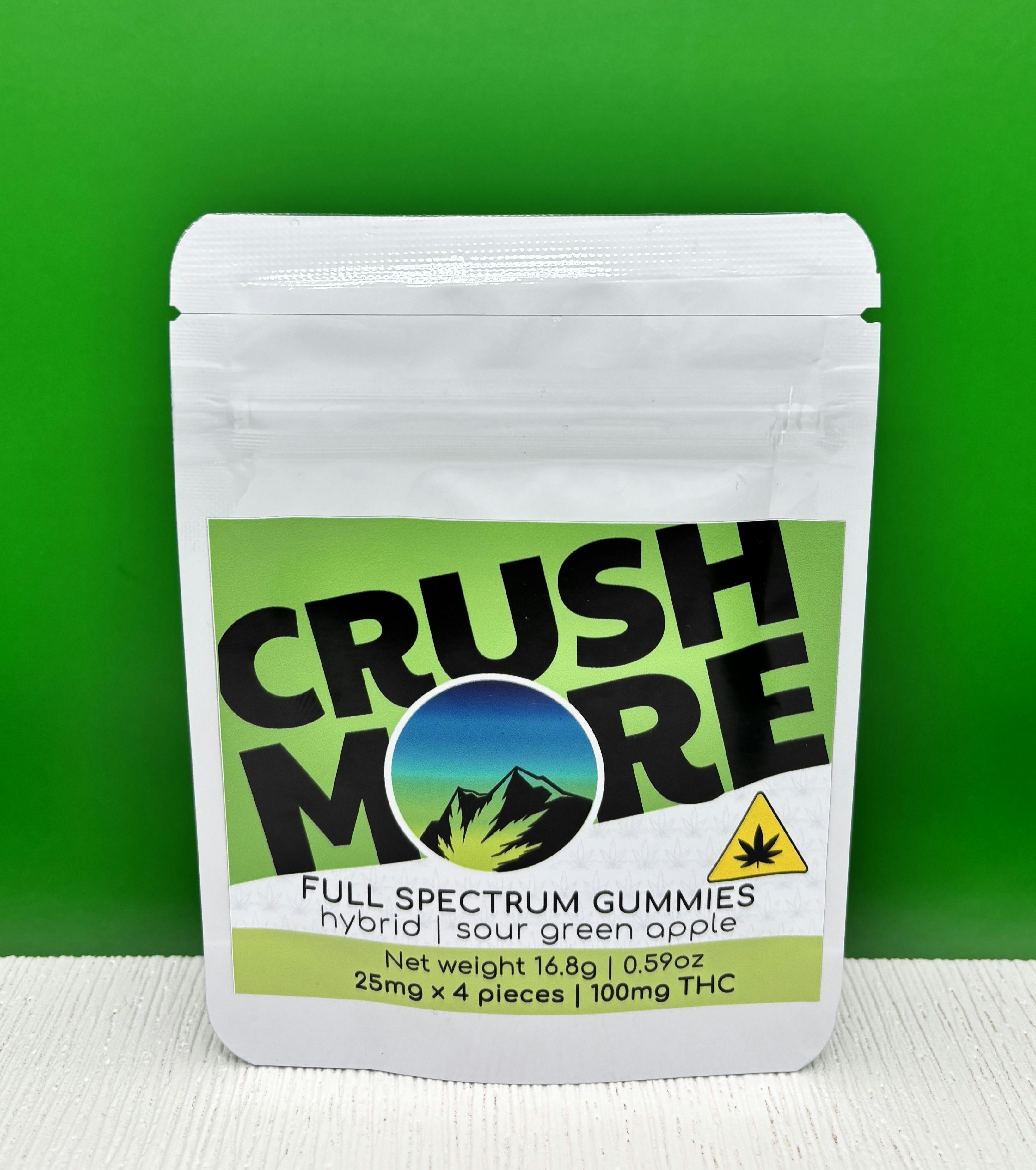 Sour Green Apple Gummies by Crushmore 25mg 4 Pack | Hybrid at Dakota Health and Wellness