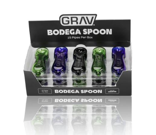 Grav Bodega Spoon w/POP Display, 15 Pack Assorted Colors