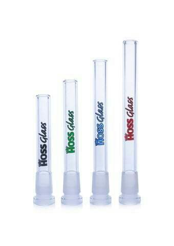 HOSS Glass - Flush mount downstem, open ended - 10cm - Black Logo - YX23-10-bk