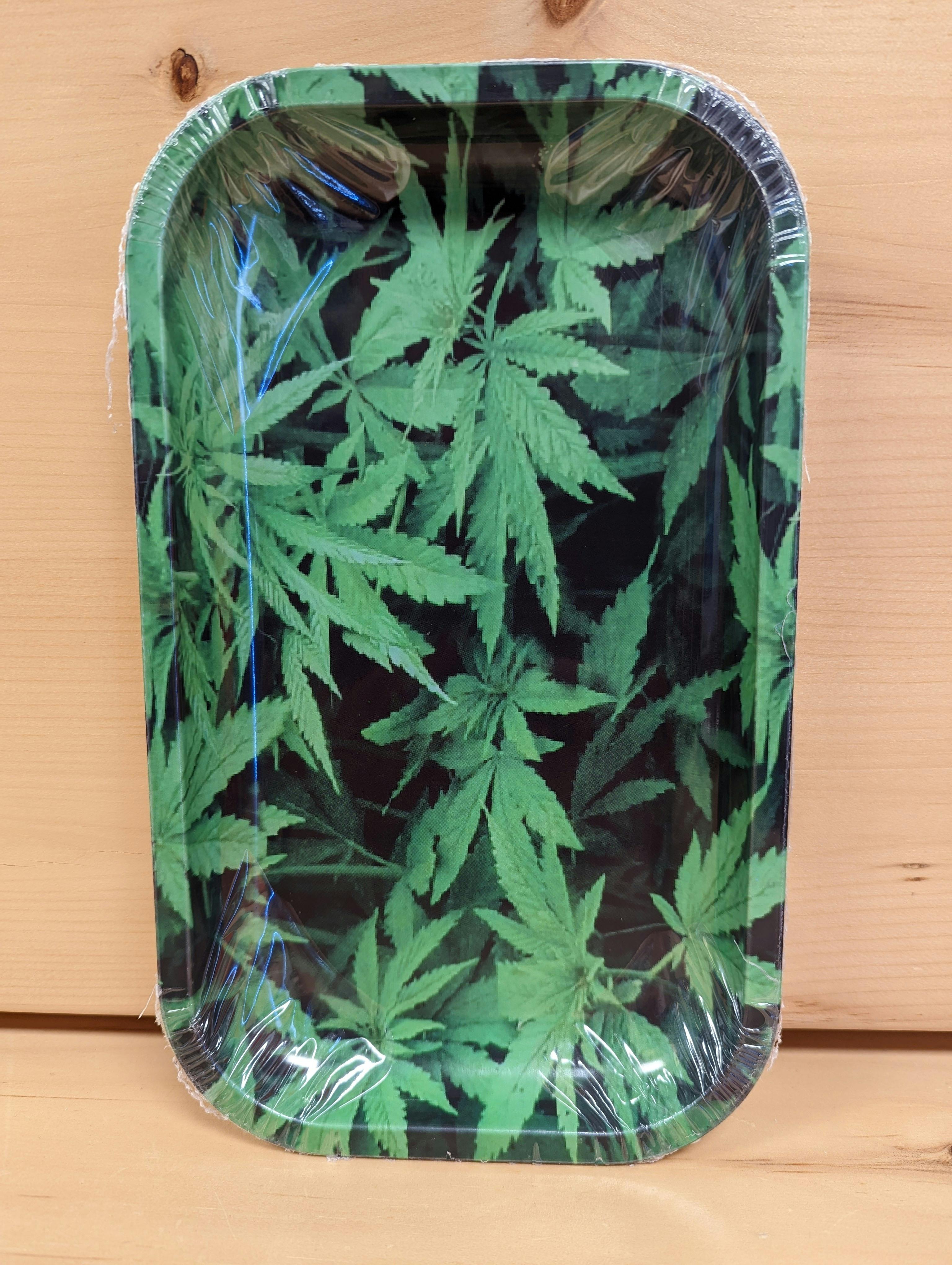 Metal Rolling Tray - Green Leaves