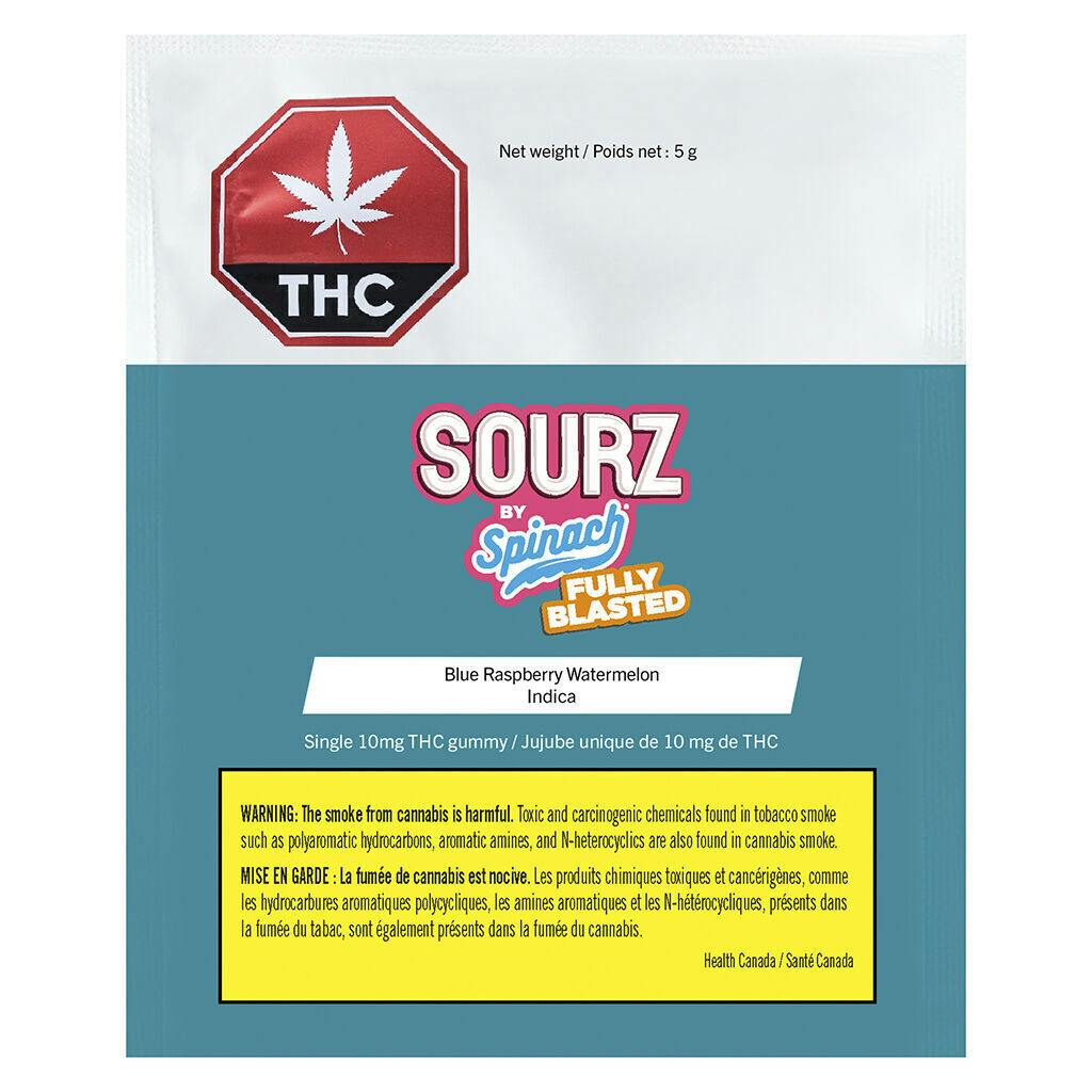 SOURZ by Spinach - Fully Blasted Blue Raspberry Watermelon Gummy (Club) - Indica - 1 Pack