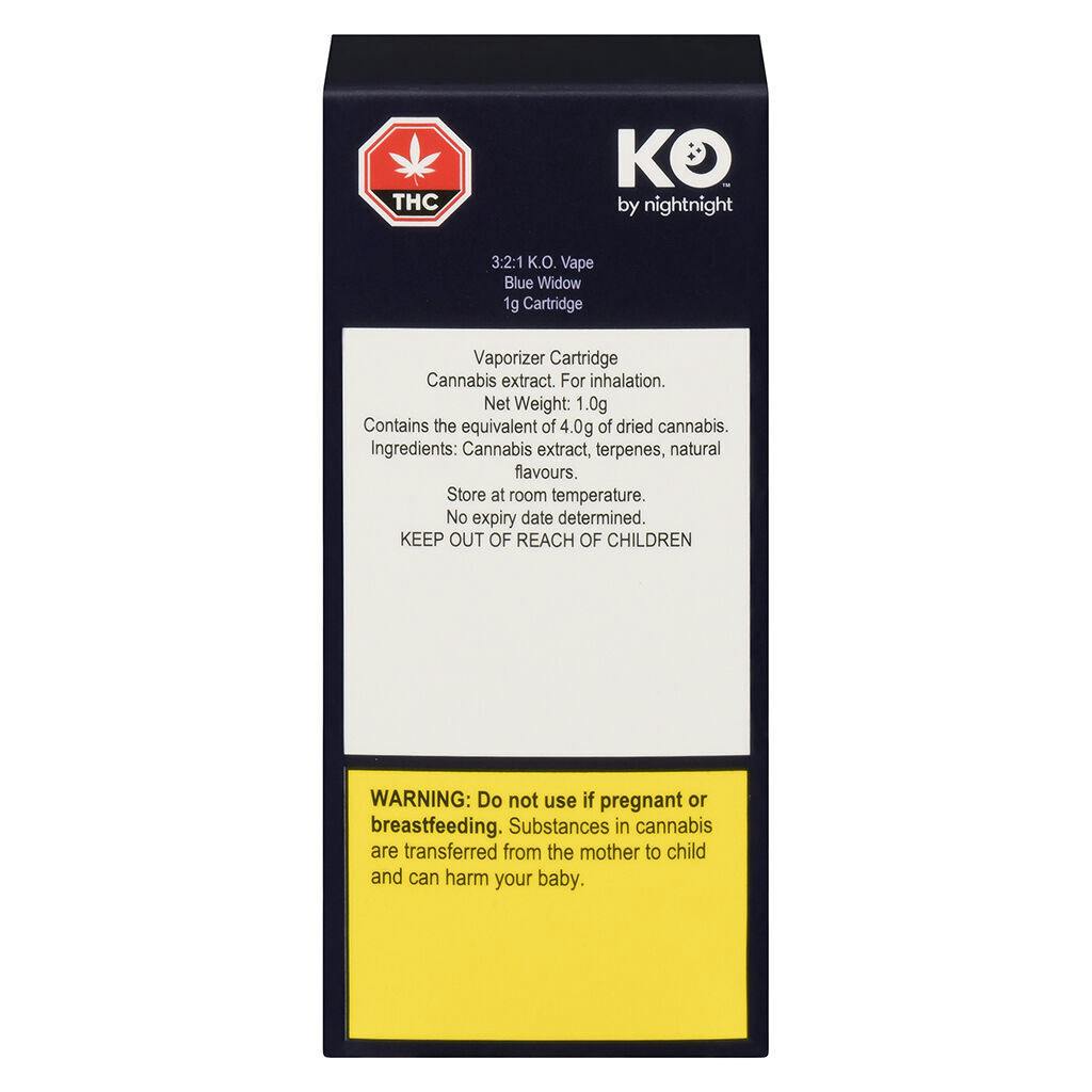 K.O. by NightNight - 3:2:1 K.O. Vape - Blue Widow 510 Thread Cartridge - Hybrid - 1g