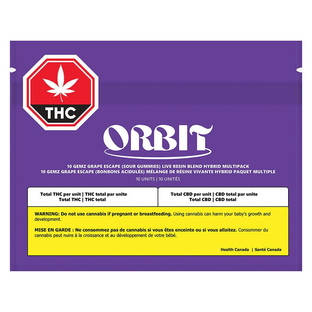 Orbit - 10 Gemz Grape Escape Live Resin Blend Indica Multipack - Hybrid - 10x1 Pack