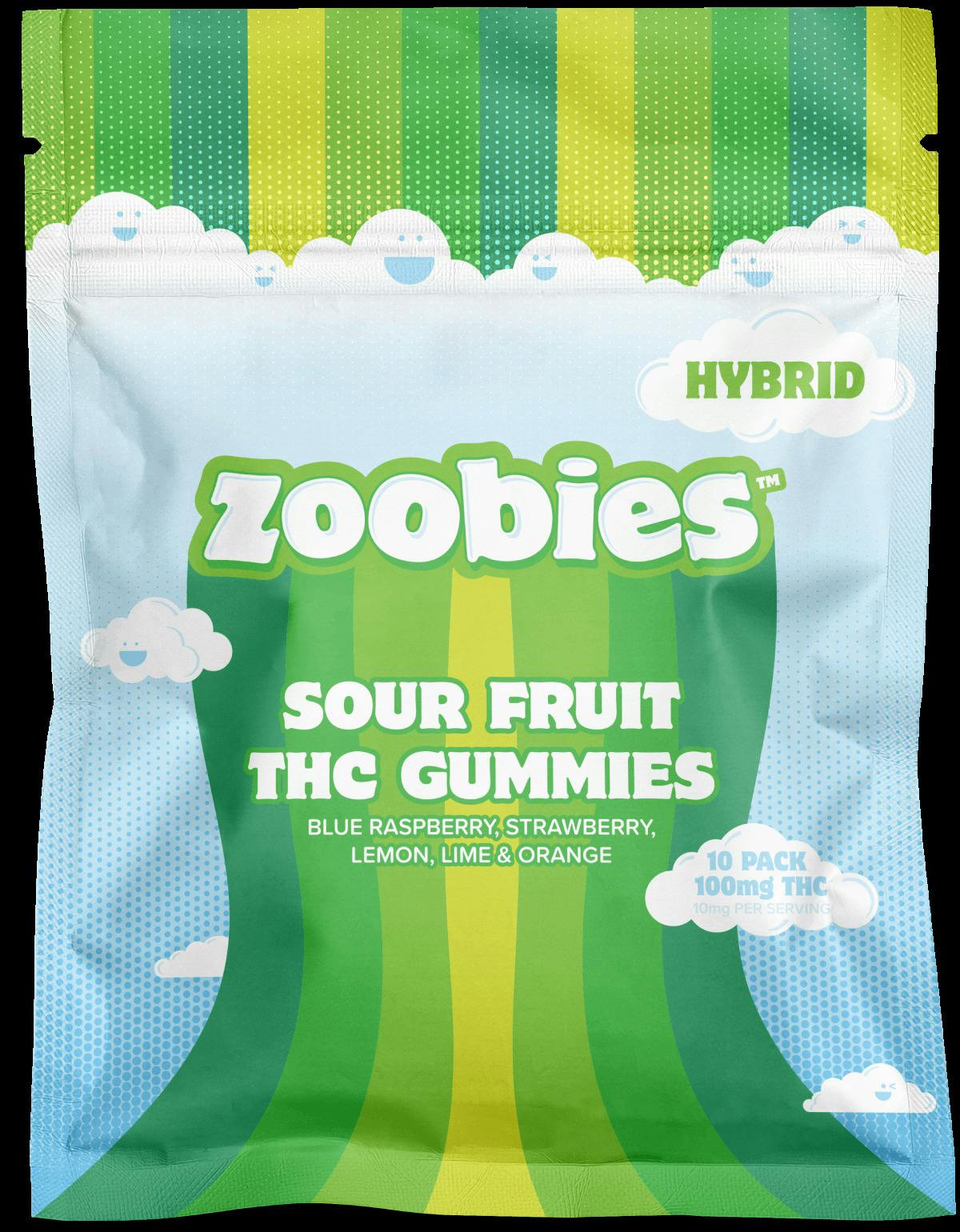Zoobies | Sour Fruit | Hybrid Gummies | 100mg | 10ct | 10mg/ea by Zoobies