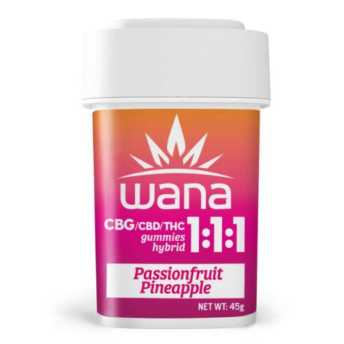 Wana Passionfruit Pineapple Hybrid Gummies 100mg THC : 100mg CBD : 100mg CBG