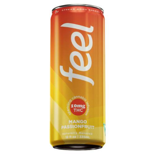 Feel Mango Passionfruit Infused Seltzer 10mg THC : 30mg Caffeine