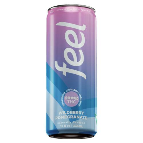 Feel Wildberry Pomegranate Infused Seltzer 10mg THC : 30mg Caffeine