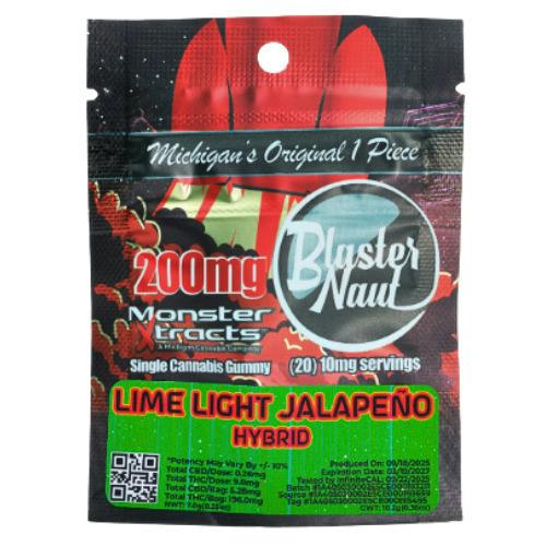 Monster Xtracts Lime Light Jalapeno Hybrid Blasternaut Single Serve Gummy 200mg THC