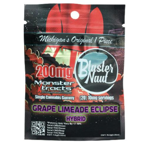 Monster Xtracts Grape Limeade Eclipse Hybrid Blasternaut Single Serve Gummy 200mg THC