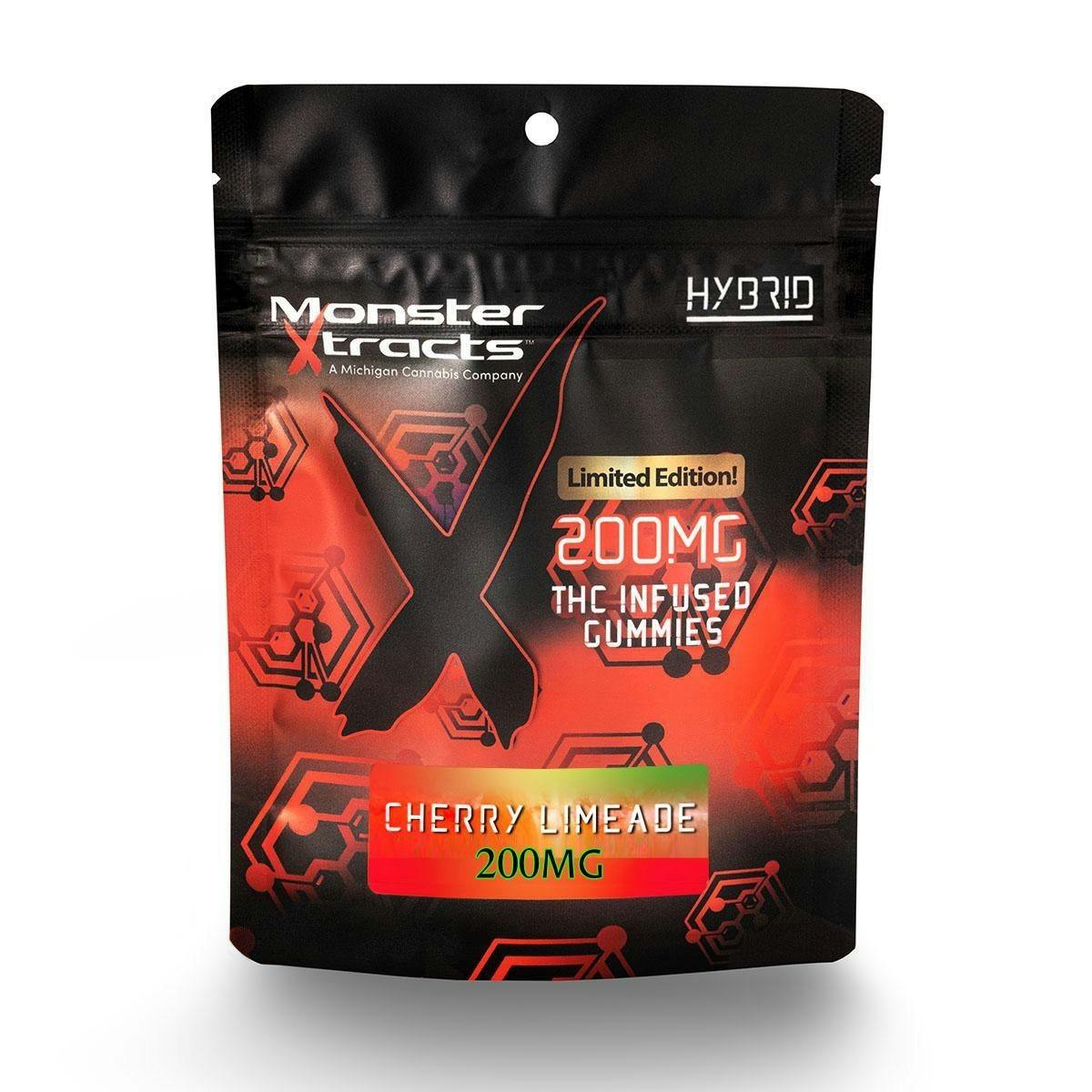 Monster Xtracts Cherry Limeade Hybrid Gummies 200mg THC