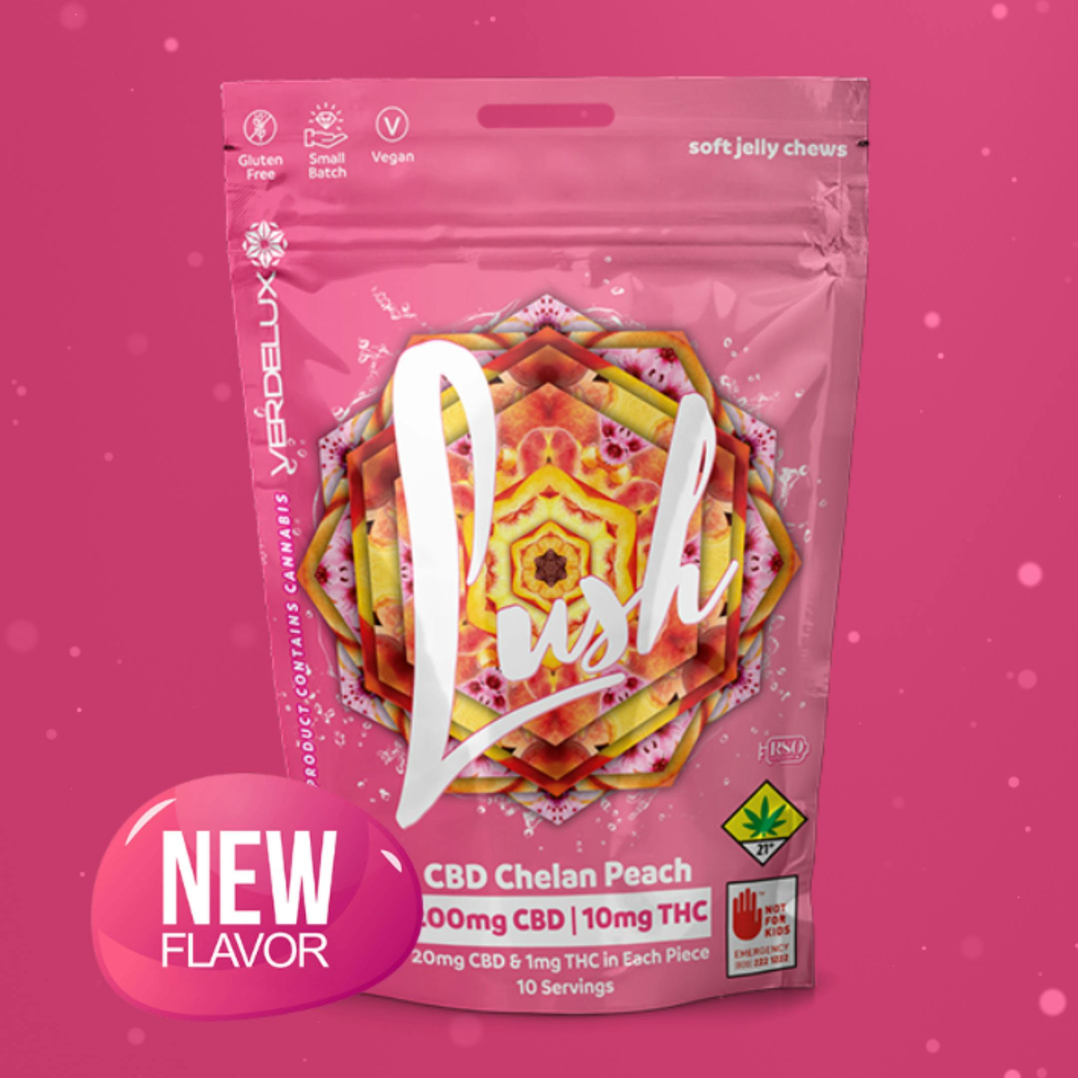Chelan Peach Lush Gummies 1:1 CBD | 200mg (DOH)