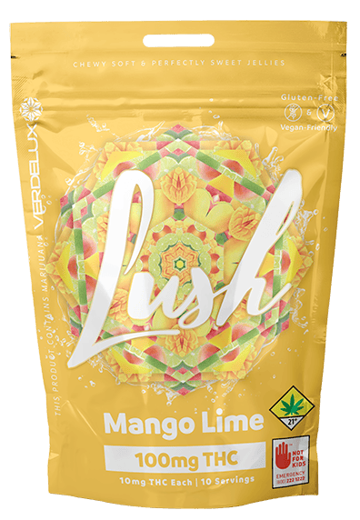 Lush Mango Lime Jelly Chews Gummies 10-Pack Edibles Verdelux | 100mg (DOH)