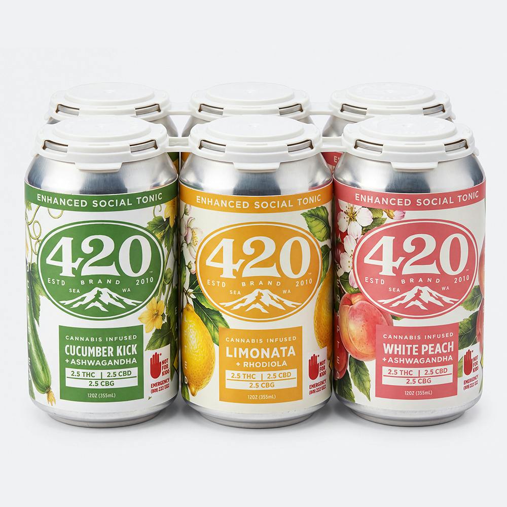 420 Social Tonic Variety Pack (Limonata, Peach, Cucumber) THC+CBG+CBD 6pk | 45mg (DOH)