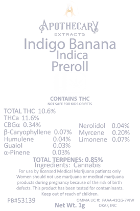 Indigo Banana Flower Joint - Indica 1g