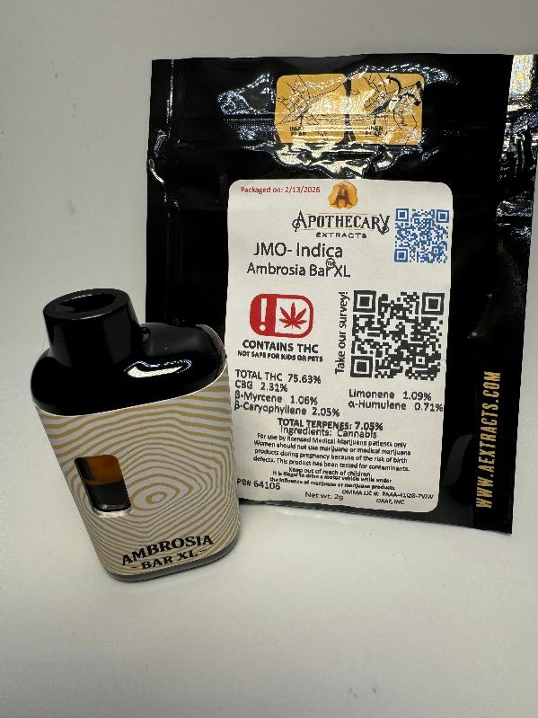 JMO Live Resin Ambrosia Bar XL- Indica 2g