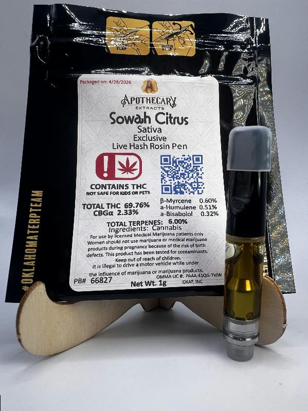 Sowah Citrus Live Hash Rosin Pen - Sativa 1g
