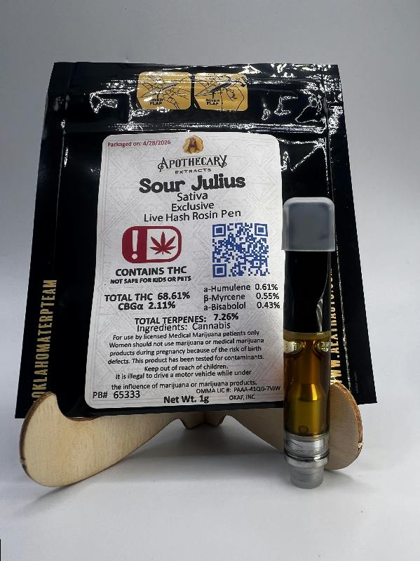 Sour Julius Live Hash Rosin Pen - Sativa 1g
