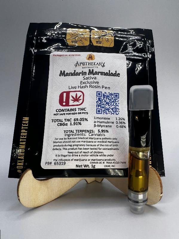 Mandarin Marmalade Live Hash Rosin Pen - Sativa 1g